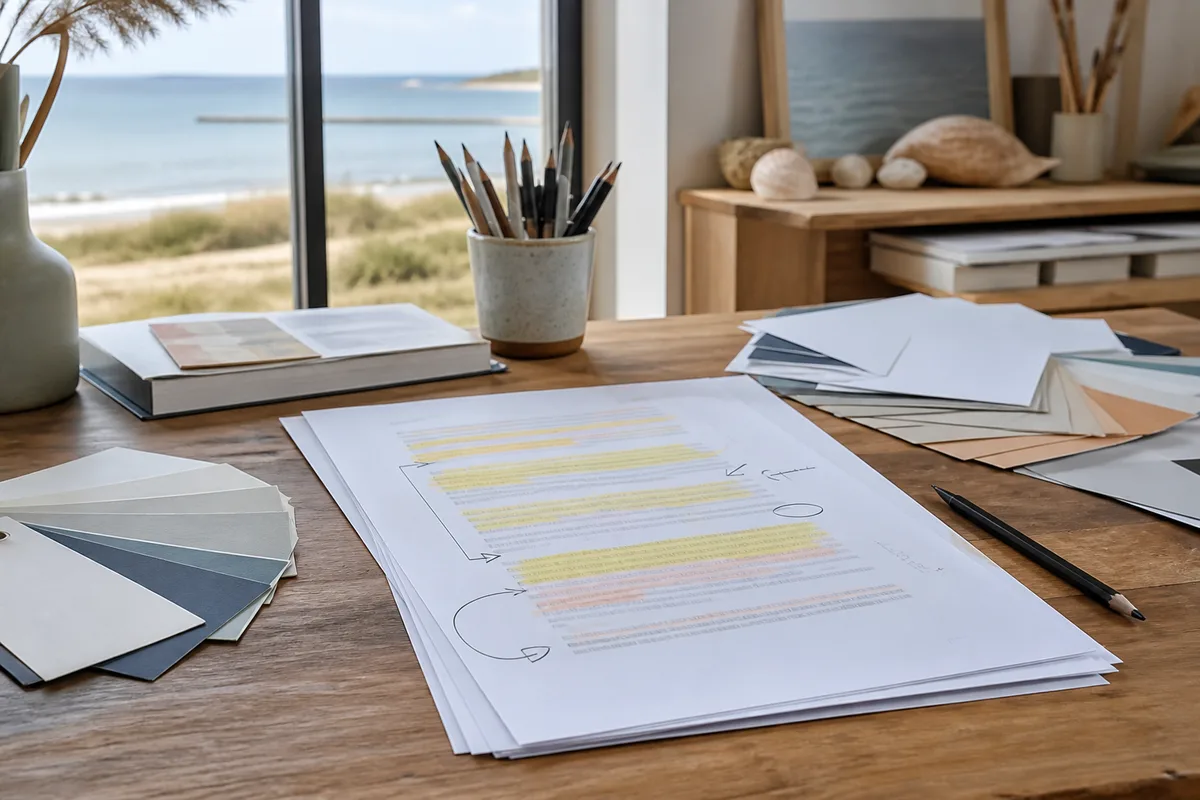 Contrat de prestation web annoté avec clauses de propriété surlignées